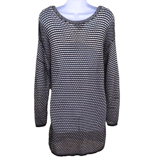 Pendleton Woolen Mills Tunic Sweater -XL Loose Knit Striped Crewneck Navy White - Picture 5 of 11